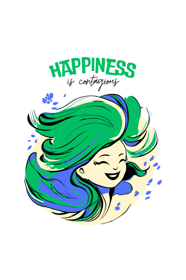 Regular T-Shirt - green and blue hair