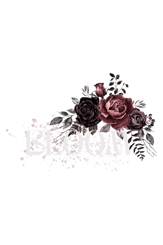 Crop Top - Black White Red Vintage Flower