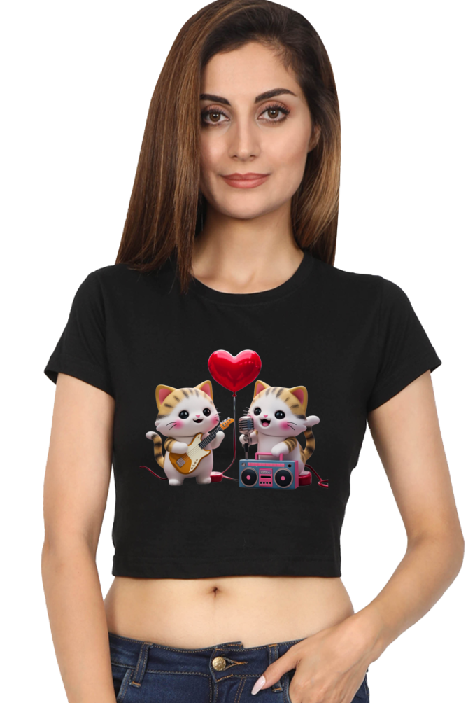 Crop Top - cat sing