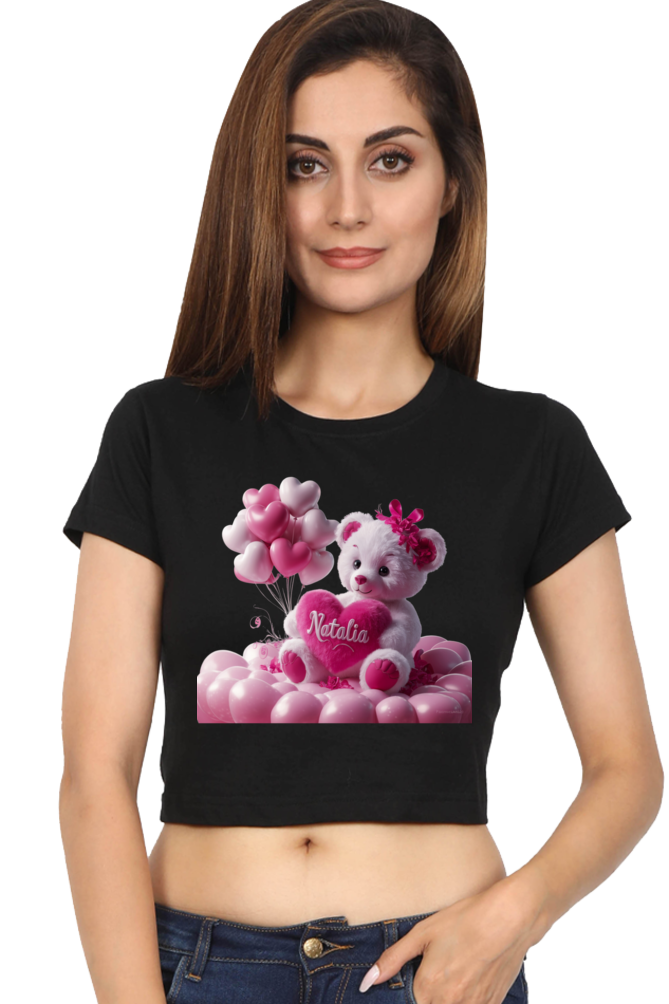 Crop Top - natalia teddy bear (black)
