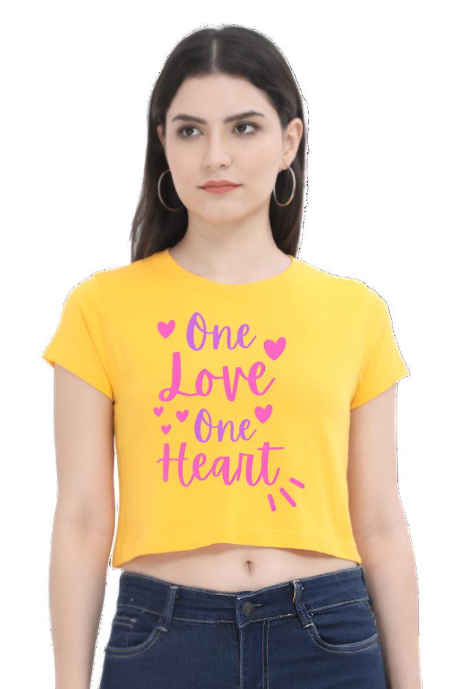 Crop Top - GIrl power heart and pink flowers (1)
