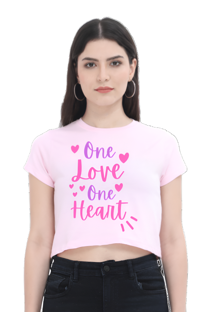 Crop Top - GIrl power heart and pink flowers (1)