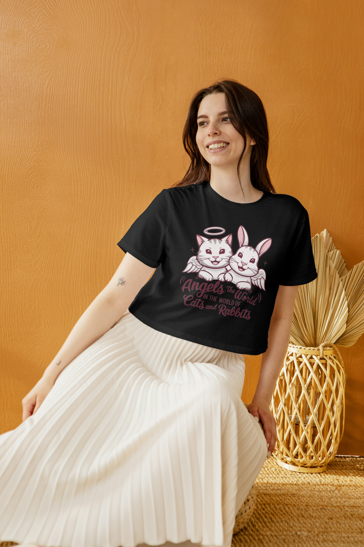 Crop Top -cat and rabbit