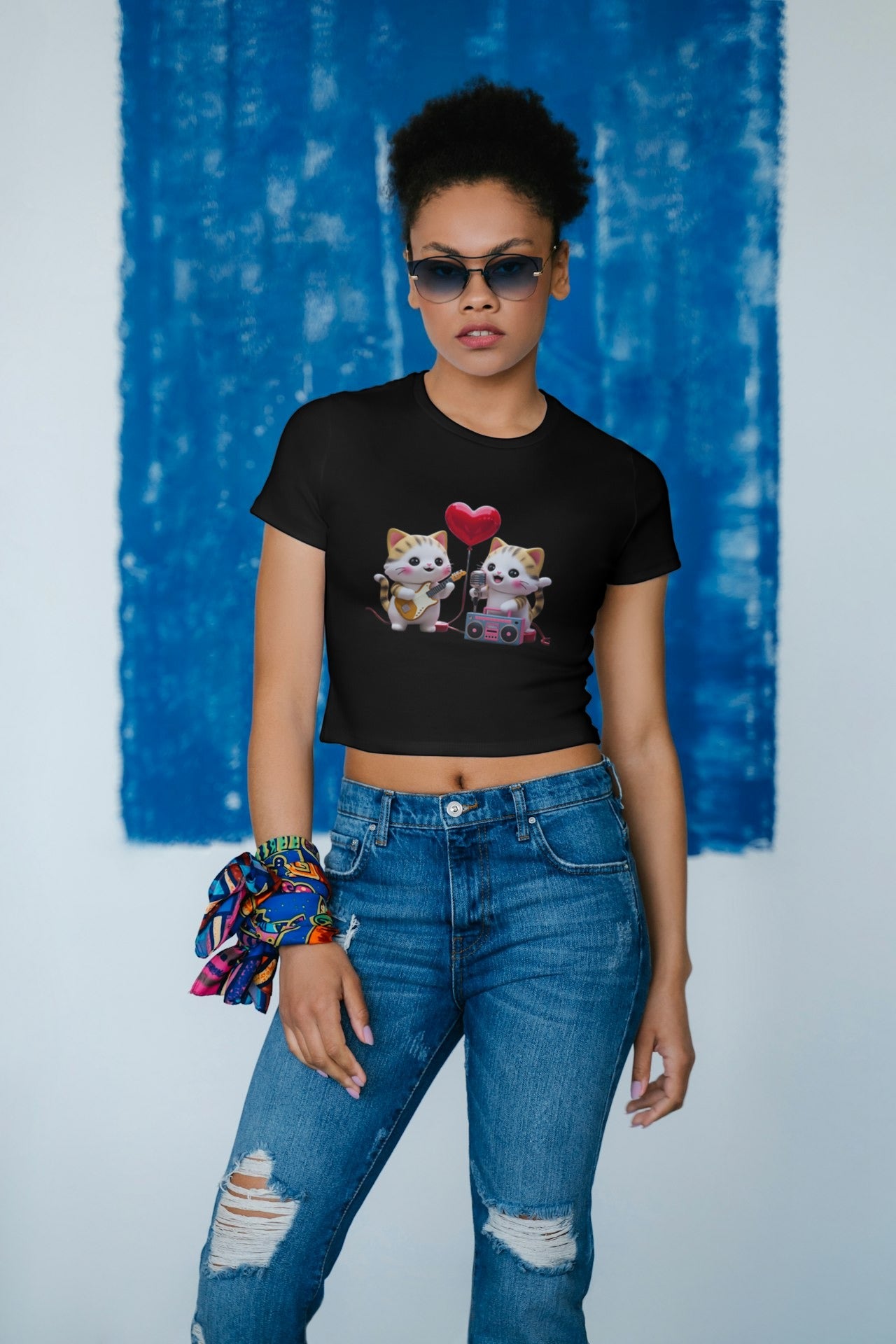 Crop Top - cat sing