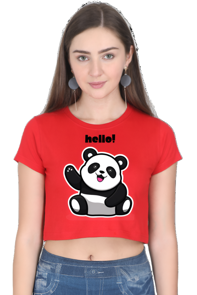 Crop Top - Black and White Minimalist Panda