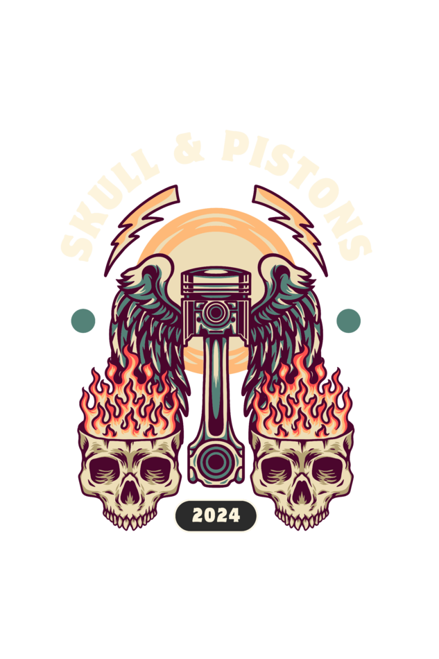 Premium T-Shirt - skull and pistons