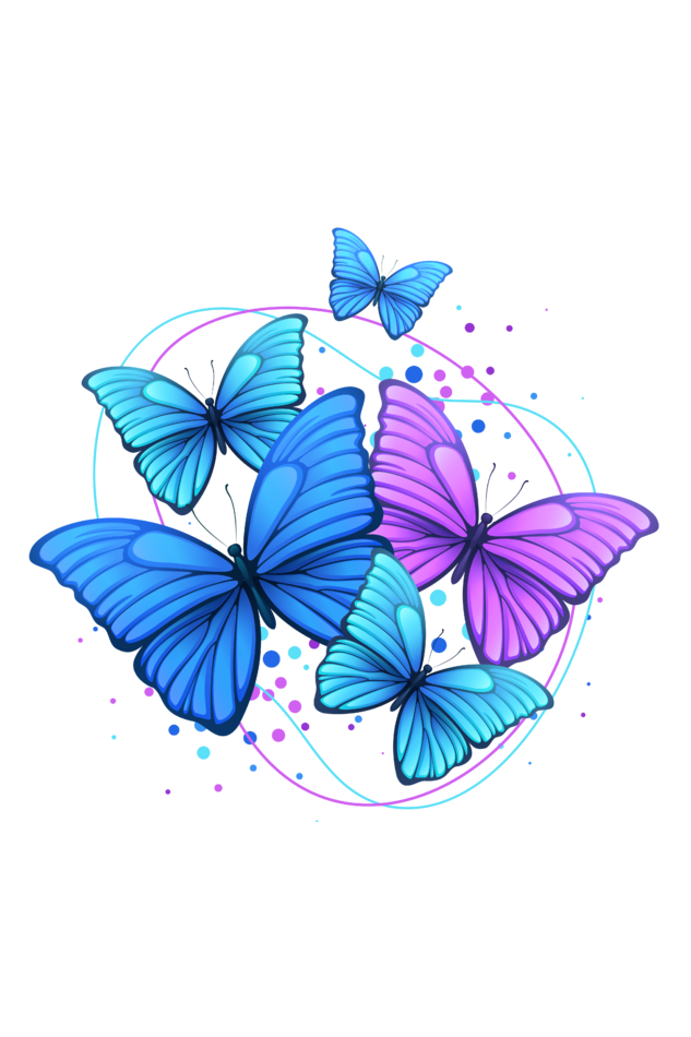 Regular T-Shirt - blue&purple butterfly