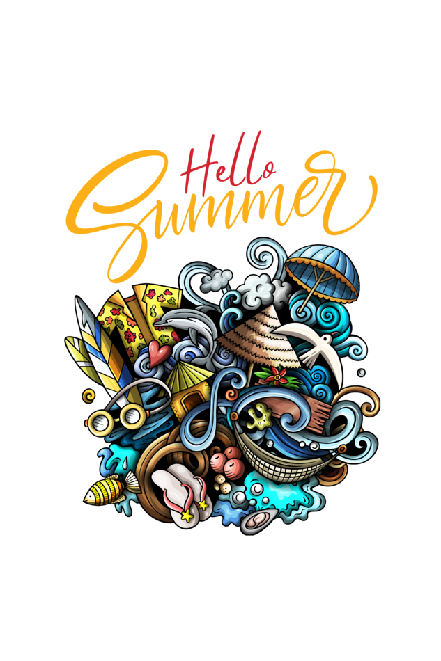 Crop Top - Multicolor Colorful Festive Illustration Hello Summer