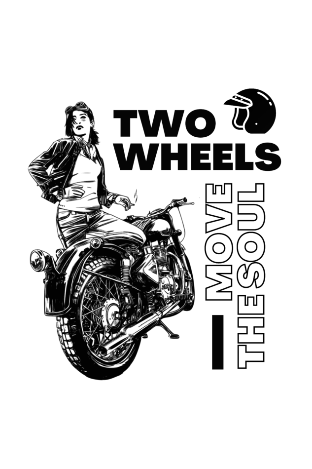 Crop Top - Black White Illustration Two Wheels