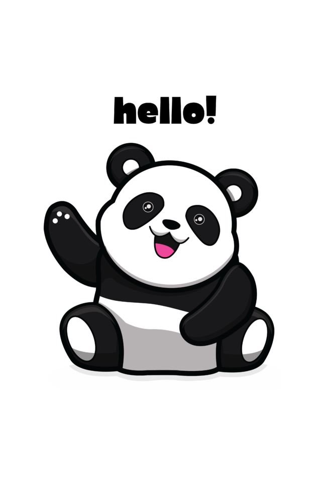 Crop Top - Black and White Minimalist Panda