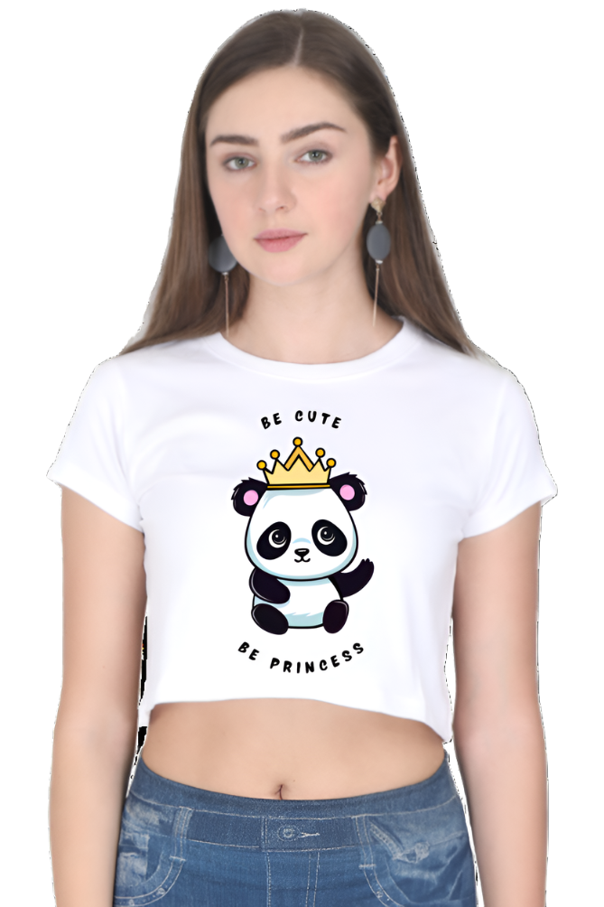 Crop Top - Black White Childish Panda Princess