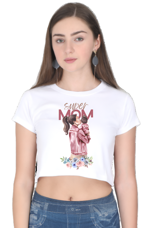 Crop Top - Super Mom Watercolor Design