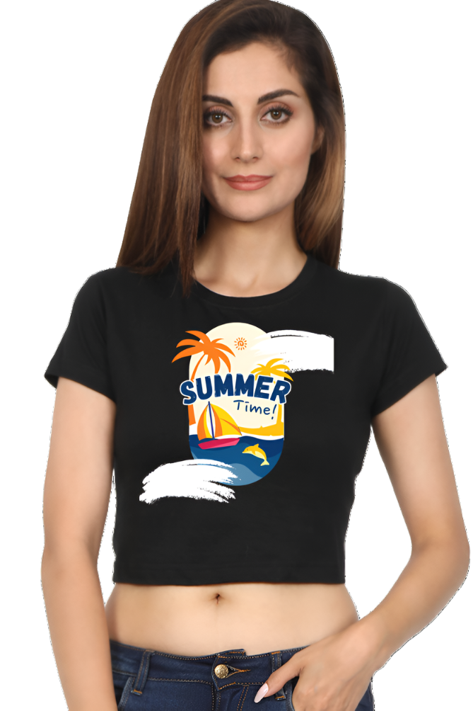 Crop Top - Orange and Blue Creative Playful Summer Time