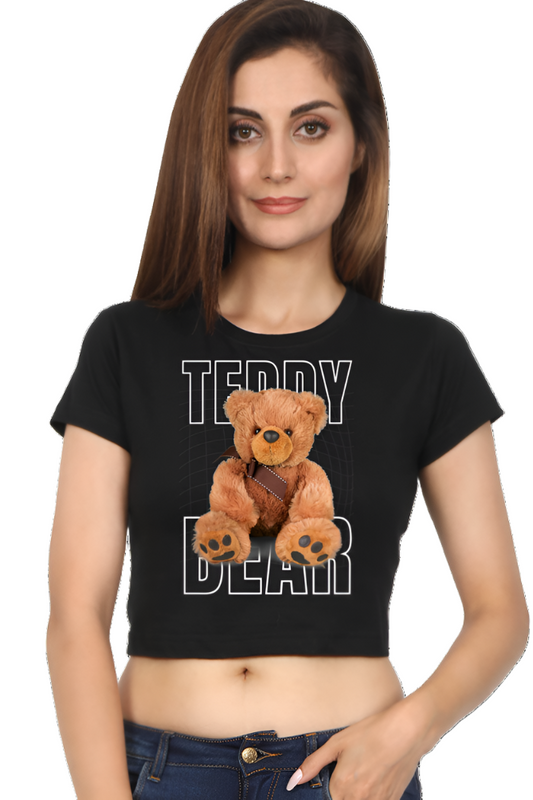 Crop Top - Brown Modern Teddy Bear