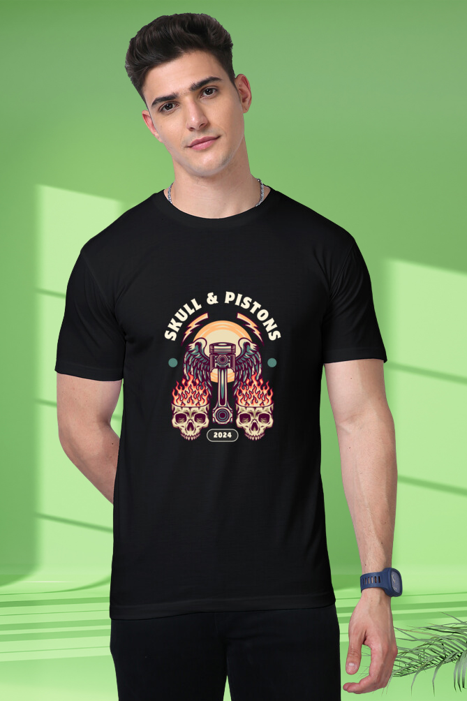 Premium T-Shirt - skull and pistons