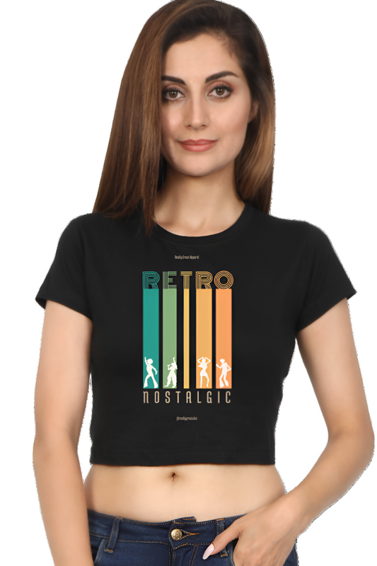 Crop Top - Green and Orange Retro Typography