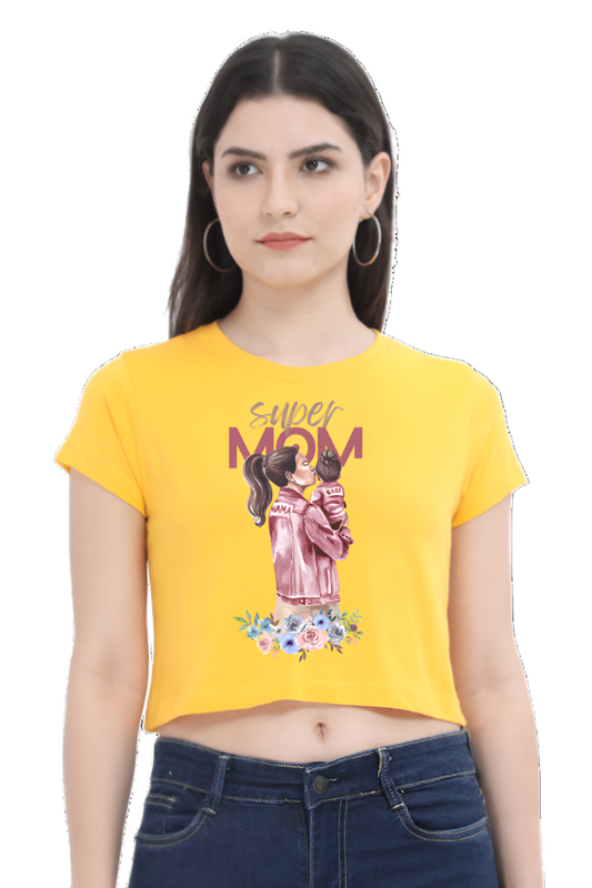 Crop Top - Super Mom Watercolor Design