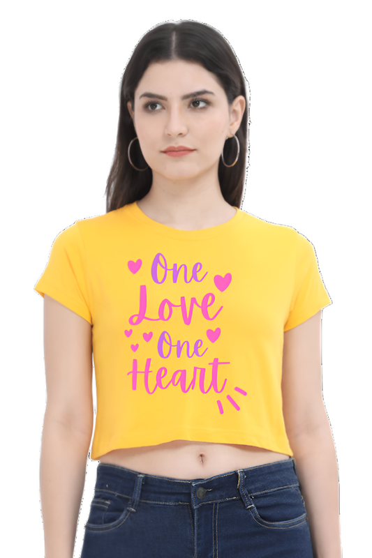 Crop Top - GIrl power heart and pink flowers  (1)