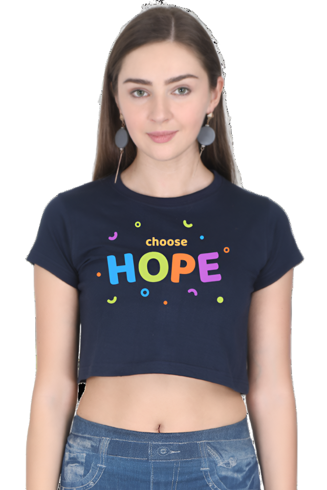 Crop Top - Black and Colorful Shapes Hope Typography