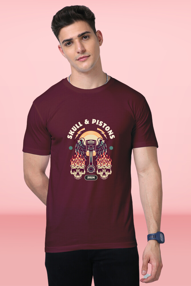 Premium T-Shirt - skull and pistons