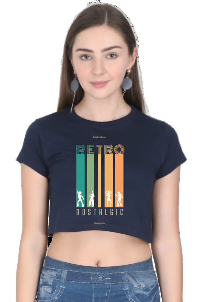 Crop Top - Green and Orange Retro Typography