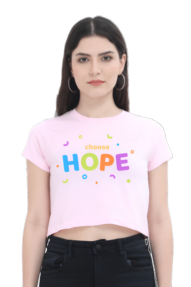 Crop Top - Black and Colorful Shapes Hope Typography