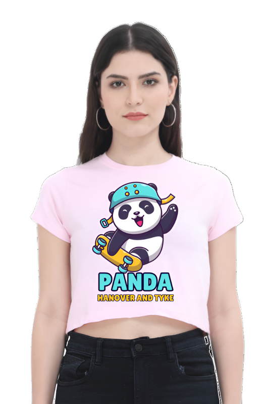 Crop Top - Yellow Blue Illustrative Panda