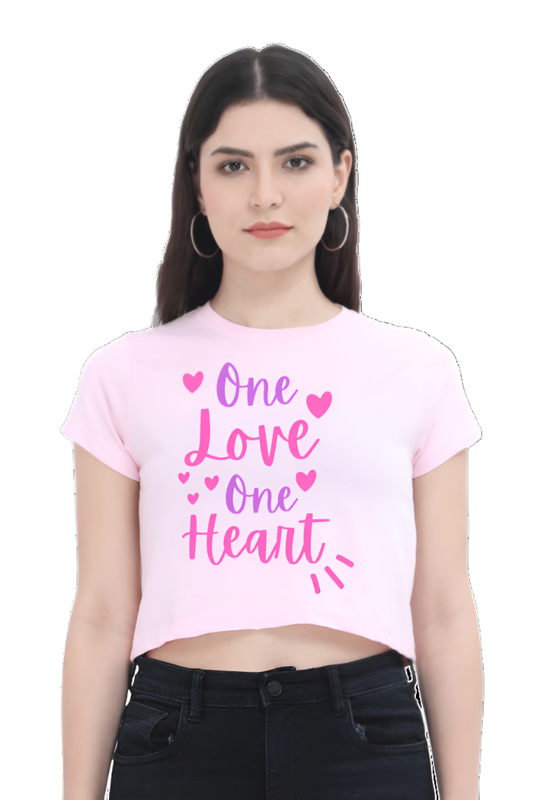 Crop Top - GIrl power heart and pink flowers  (1)