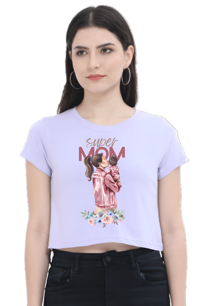 Crop Top - Super Mom Watercolor Design