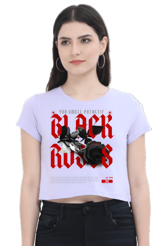 Crop Top - Black Red Grey You Smell Pathetic Black Roses