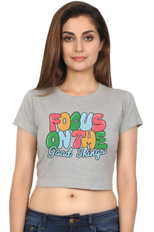 Crop Top - Colorful Playful Bubble Text Good Things Quote