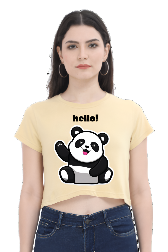 Crop Top - Black and White Minimalist Panda