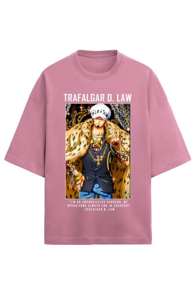 Terry Oversized T-shirt - One Piece TRAFALGAR D LAW (FRONT)