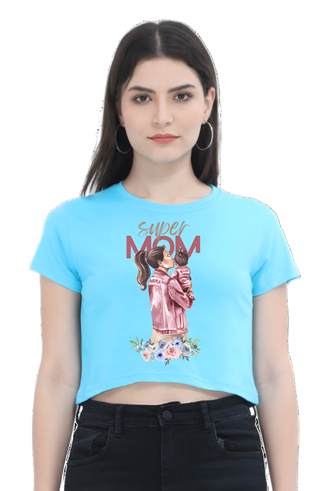 Crop Top -Super Mom Watercolor Design