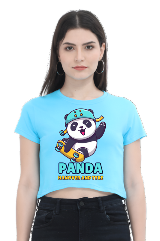 Crop Top - Yellow Blue Illustrative Panda