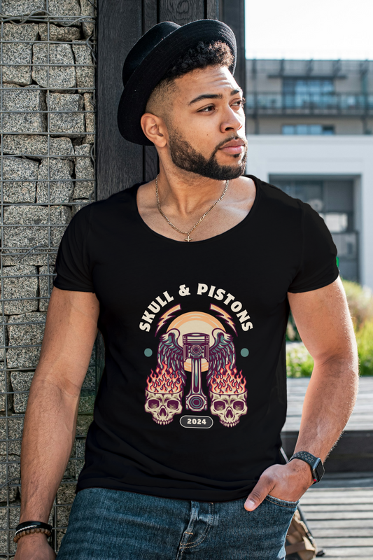 Premium T-Shirt - skull and pistons