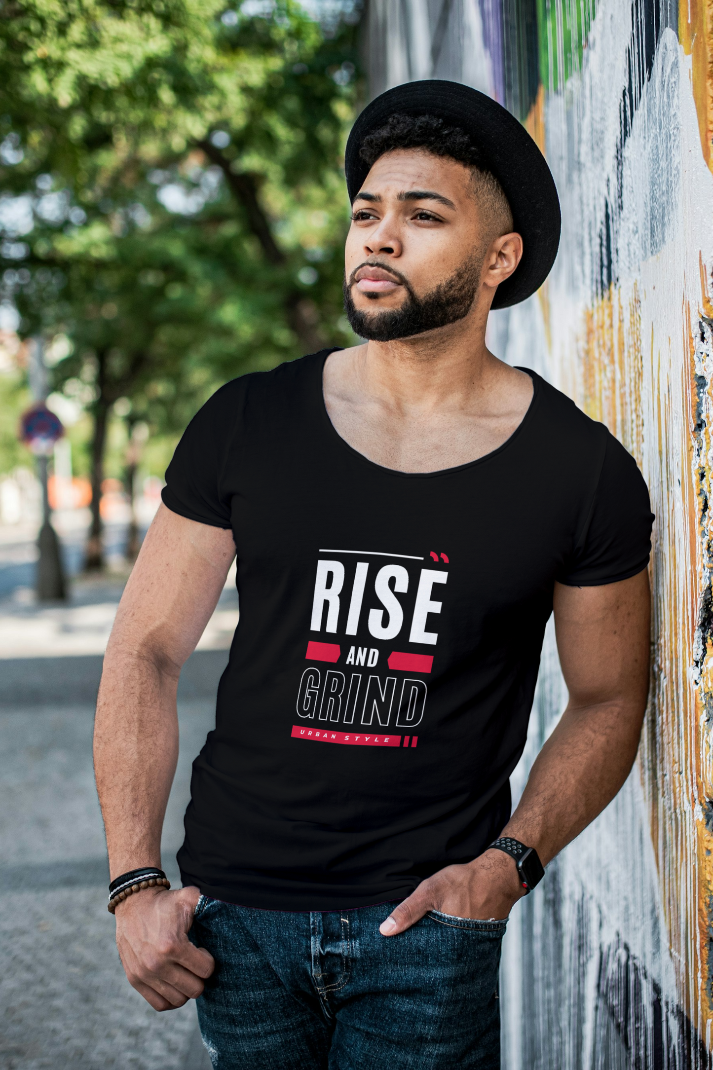 Premium T-Shirt - rise and grind-red