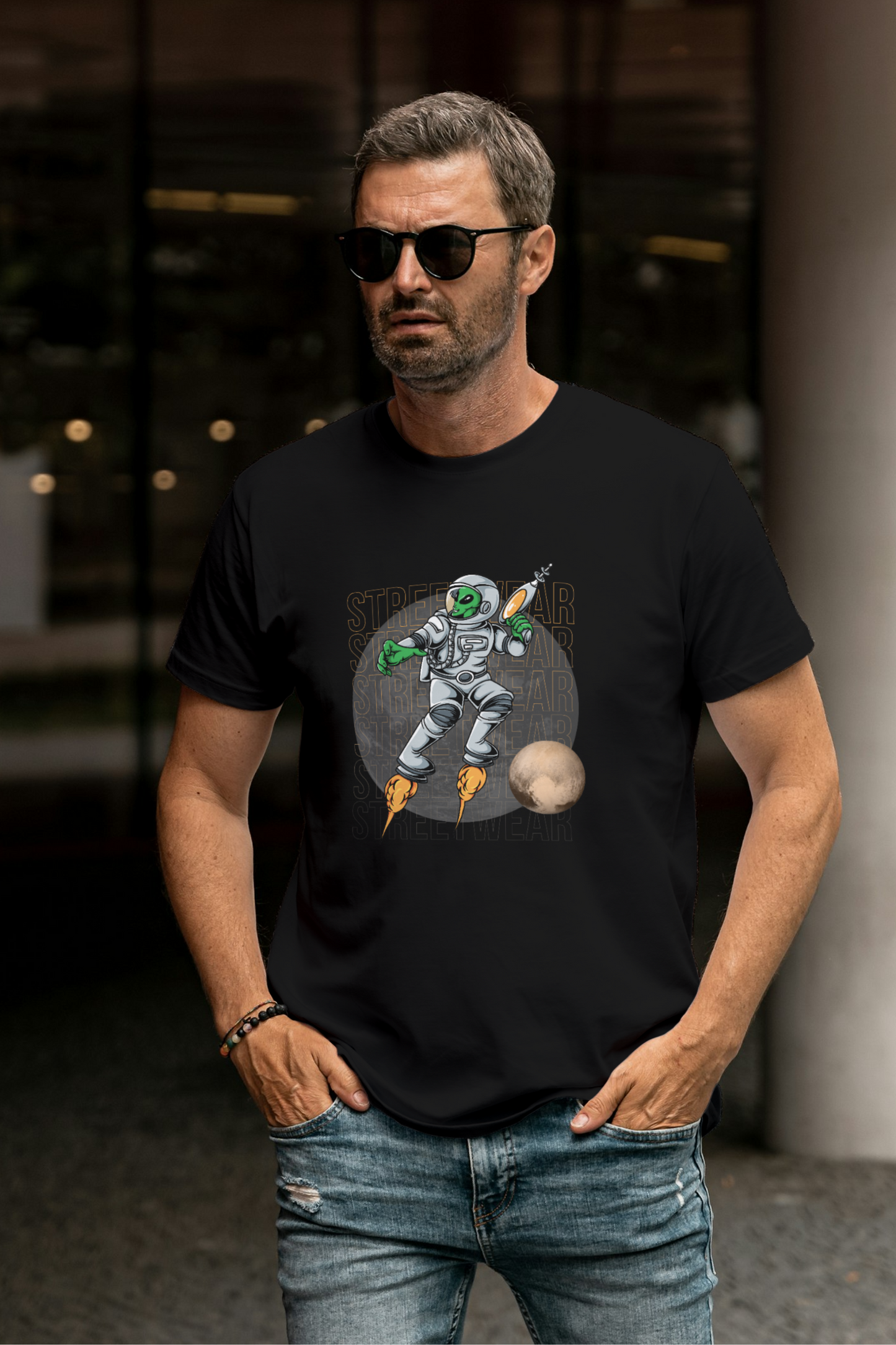 Premium T-Shirt - space street wear with gun