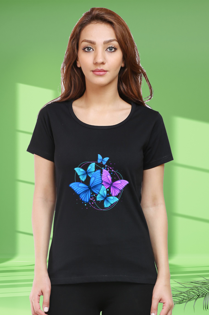 Regular T-Shirt - blue&purple butterfly