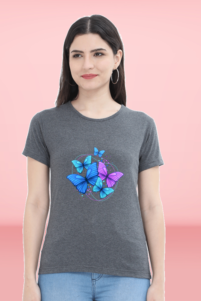 Regular T-Shirt - blue&purple butterfly