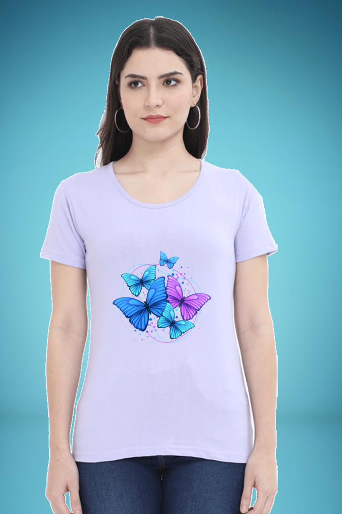 Regular T-Shirt - blue&purple butterfly