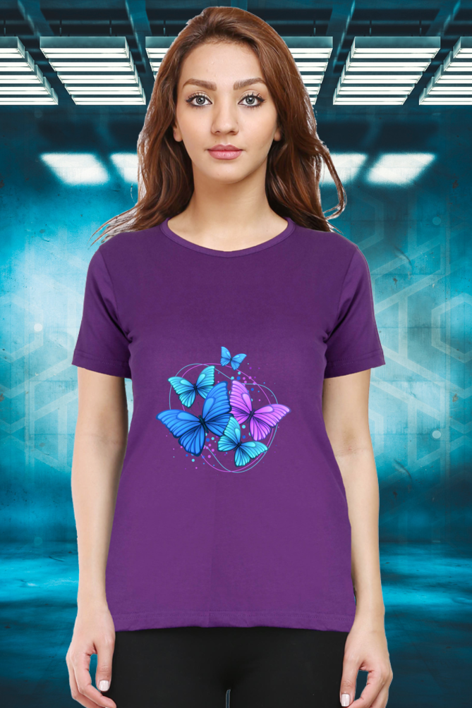 Regular T-Shirt - blue&purple butterfly