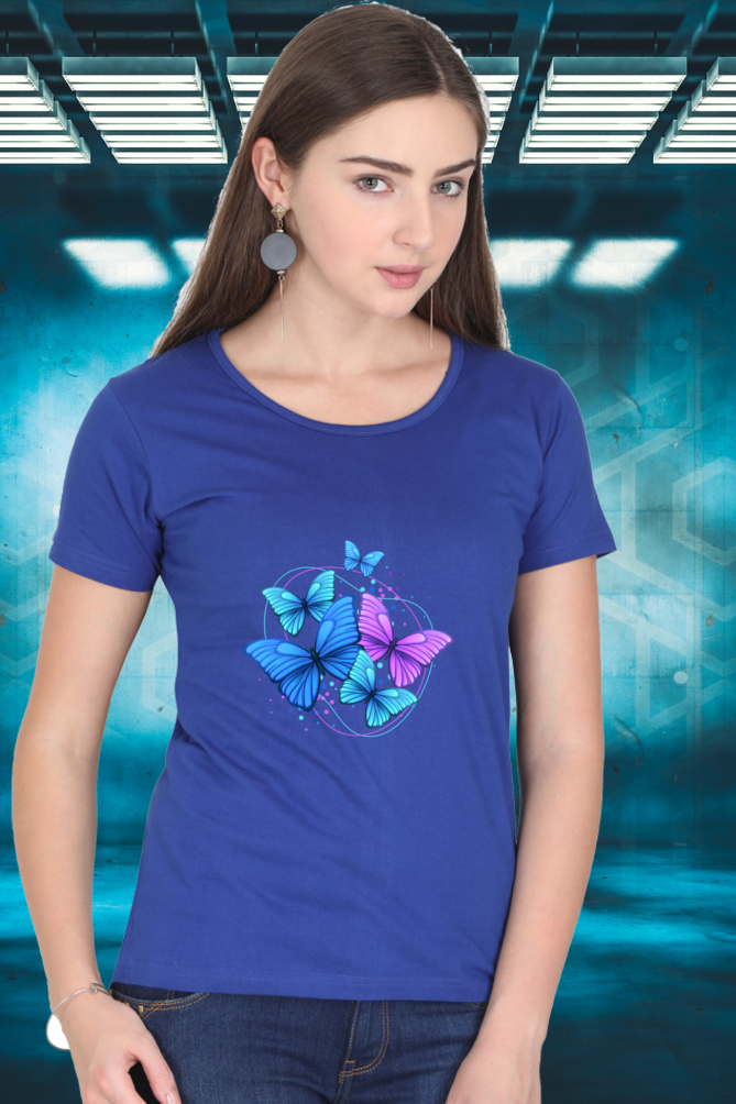 Regular T-Shirt - blue&purple butterfly